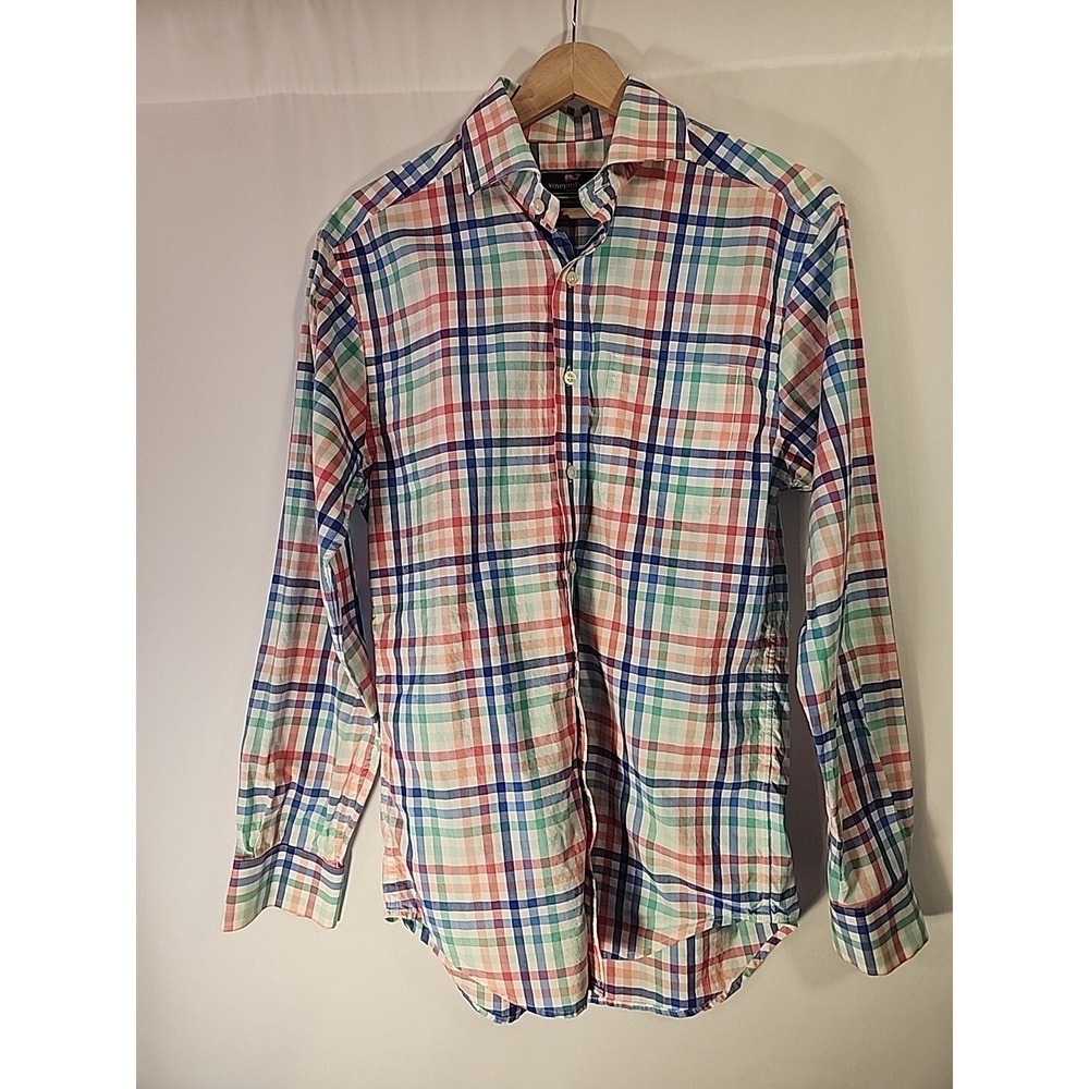 Vineyard Vines Cooper Shirt Long Sleeve Button Down Tattersall‎ Plaid Mens XS